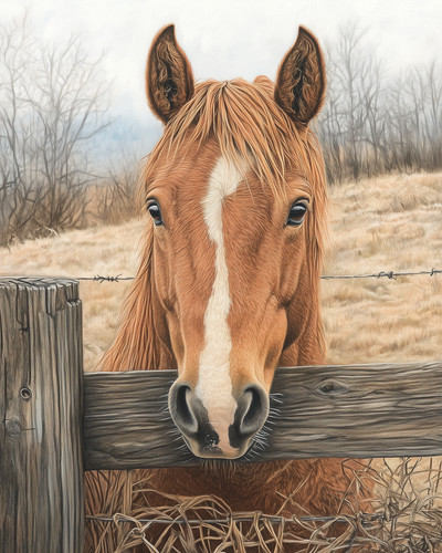 Cavallo 8x10 che sbircia sopra