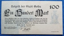 08 024 Moneta di emergenza città di Gotha 100 marchi, 30.9.1923, KN nero 5 cifre con stella