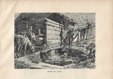 Antique Print WATER MILL IN