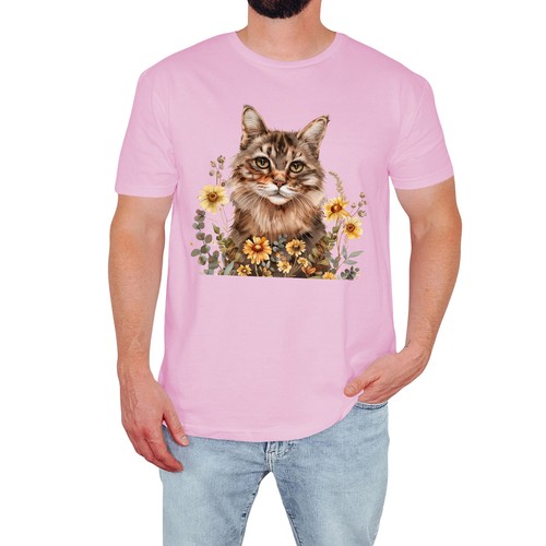 Shirt uomo gatto floreale - uomo,