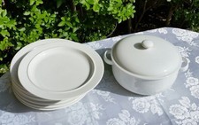 Suisse Langenthal SVIZZERA Set 8 Piatti di Portata + Zuppiera Porcellana Bianca