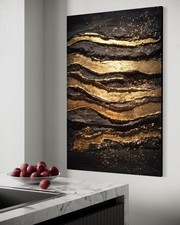 Quadro astratto oro nero