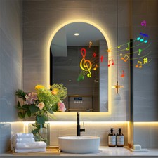 Specchio bagno con LED orologio Bluetooth digitale specchio parete touch dimmerabile 60x90