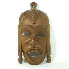 MASCHERA AFRICANA TRIBALE DA PARETE IN LEGNO SCOLPITO E INTAGLIATO VINTAGE W338