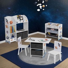 Joyz Set di mobili per la cameretta dei bambini tavolino sedie armadio scaffale