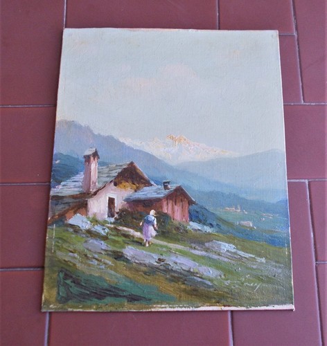 Quadro olio paesaggio - olio, di