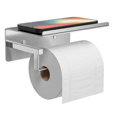Portarotolo per carta igienica con ripiano cromato porta rotolo di carta