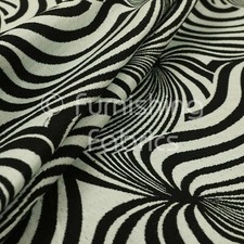 Tessuto Arredamento Leggero Nero Bianco Stile Zebra Strisce Funky Trattato al Fuoco