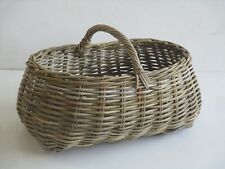 CESTO IN VIMINI PER FUNGHI PORTA LEGNA TESSUO IN GIUNCO ROBUSTISSIMO 55X40X22/32