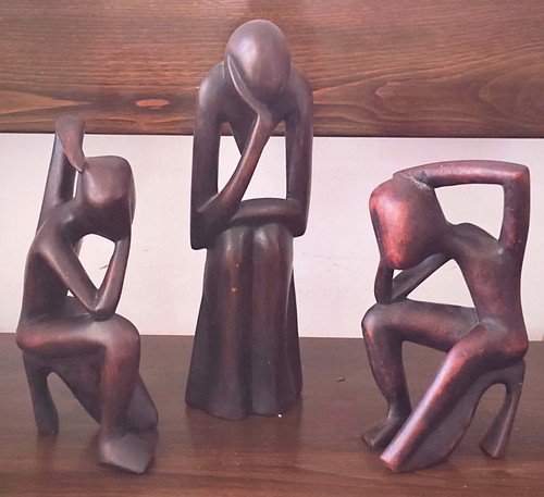 Set sculture legno teak - 3,