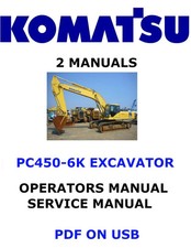 Komatsu PC450-6K Escavatore Idraulico Proprietari Assistenza Operatori Officina Manuale PDF