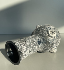 VASO VINTAGE VETRO SCAVO Murano DESIGN Seguso VETRI D'ARTE NERO BIANCO 14,7 cm/h