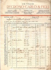 1935 TORINO Vetraio Carlo RECROSIO Cristalli Vetrate artistiche *Fattura