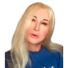 Bianco Femminile Donna Bambola Maschera Biondo Parrucca Lattice Feticcio Costume