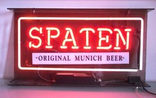 BIRRA SPATEN INSEGNA LUMINOSA  CON  LETTERE AL NEON VINTAGE ANNI 70