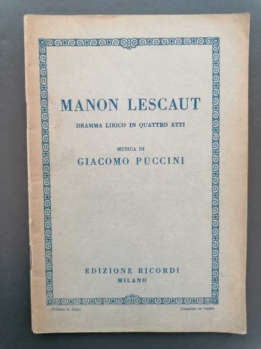 Manon lescaut dramma - manon, lirico