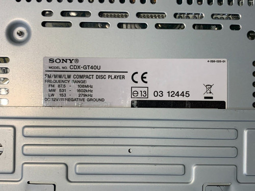 Cdx gt40u autoradio sony non - cdx-gt40u,