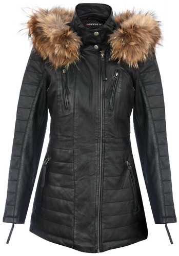 Giacca parka pelle nera da - parka, in