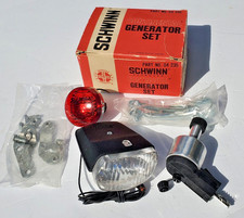 NOS Schwinn Continental Generatore Testa Fanale Posteriore Set Bicicletta Vintage Anni 70 Viaggiatore