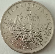 FRANCIA GROSSA MONETA 5 FRANCHI 1970 CIRCOLATA 