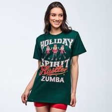 Zumba Holiday Unisex Crew Neck Tee - Christmas - Teal ~ XS/S  M/L  XL/XXL ~ New!