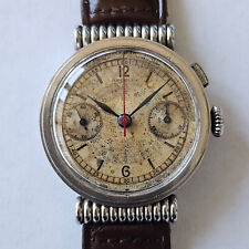 ANGELUS-CRONO-ACCIAIO-ANNI 40-ANSE FISSE A BARILE-CALIBRO 210-QUADRANTE SANDWICH