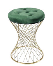 POUF SGABELLO POGGIAPIEDI ELEGANTE CLASSICO MODERNO VERDE METALLO ORO h47*35 CM