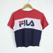 Maglia Fila Taglia S Donna Logo Comodo Cotone Pratico Tinta Unita Rosso  Woman