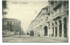 1915 Torino Via Cernaia tram bici carretto dest Pinerolo FP BN VG ANIM