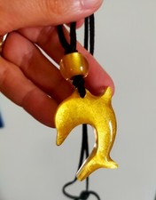 CIONDOLO DELFINO IN VETRO POLVERE ORO  MURANO