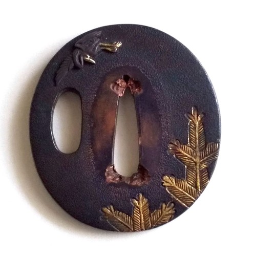 Antica gru tsuba pino - tsuba, e