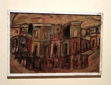 Olio su tela "Funerali a