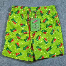 Costume da bagno Mountain Dew uomo piccolo verde rosso MTN tavola pantaloncini nuoto nuovo con etichetta