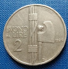 MONETA REGNO V. E. III BUONO 2 LIRE 1926,RARA, NICHELIO 10,20 GR. ZECCA DI ROMA