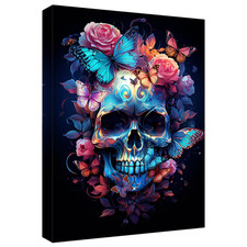 Quadro su Tela Teschio Fiori