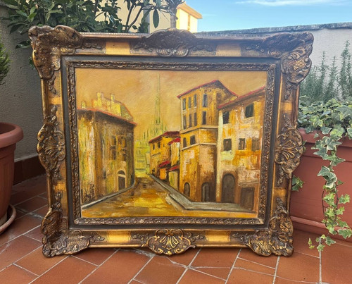 Dipinto olio tela veduta - tela,