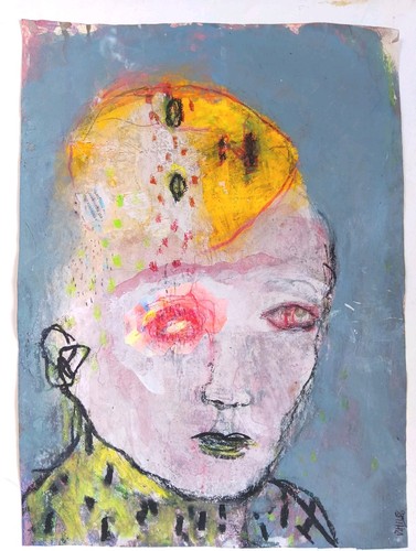 Peinture portrait art brut - portrait,
