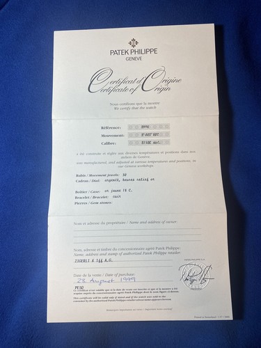 Patek phillipe certificate - patek,