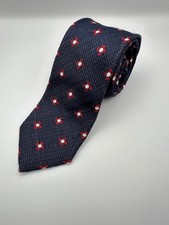 Cravatta in seta foulard rosso e blu navy Tino Cosma - punta firmata - Made in Italy 