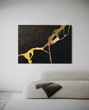 Quadro dipinto a mano su tela Astratto Moderno Contemporaneo Oro Salone Salotto