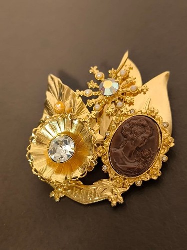 Spilla cammeo vintage oro - spilla,