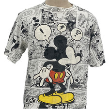 Camicia vintage Velvasheen Topolino stampa all over giornale fumetto taglia XL fumetto