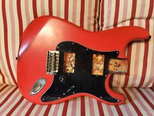 Stratocaster Alder Body HH Maxicar Red Black Pickguard