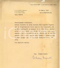 1947 MILANO Studio Architetti BBPR - Lettera ing. Cesare MONTI *AUTOGRAFO