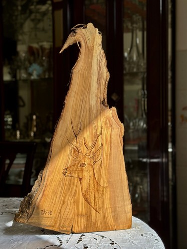 Quadro pirografato legno ulivo