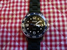 Orologio Uomo Fossil CE-5004 Nero/Blu 47mm Cinturino Silicone BELLA BATTERIA NUOVA!!!