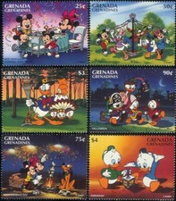 Grenada Grenadine 1996 Disney Holidays fuochi d'artificio costumi Halloween set 6v MNH
