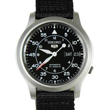 Seiko 5 Ø37mm Automatique Noir Style Militaire SNK809K2 - Montre Homme Neuve