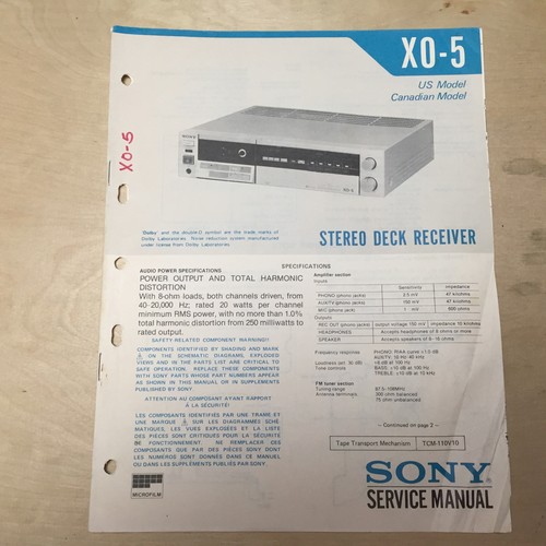 Sony manuale servizio per - manuale,