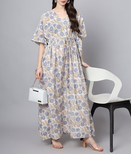 Abito donna bianco blu - , stampa